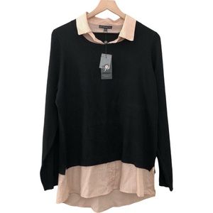 Adrianna Pappell Sweater w/Attached Polka Dot Blouse Size L